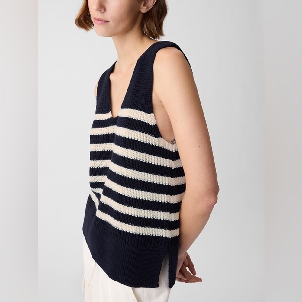 Gap | Classic Navy and White Striped V-Neck Sweater Vest | Size small